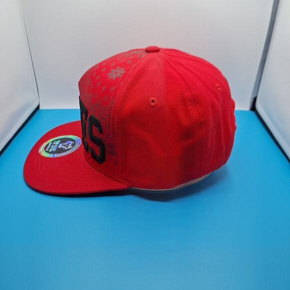 Vibes Top Level Baseball Cap Red OSFM Snapback Flat Brim Embroidered - Picture 3 of 7